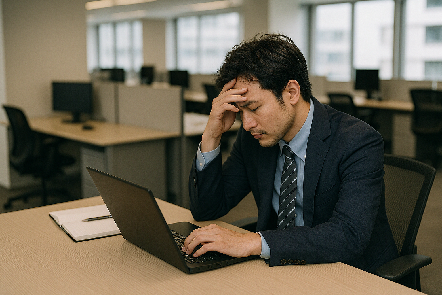 連休明けで疲れた会社員のイメージ